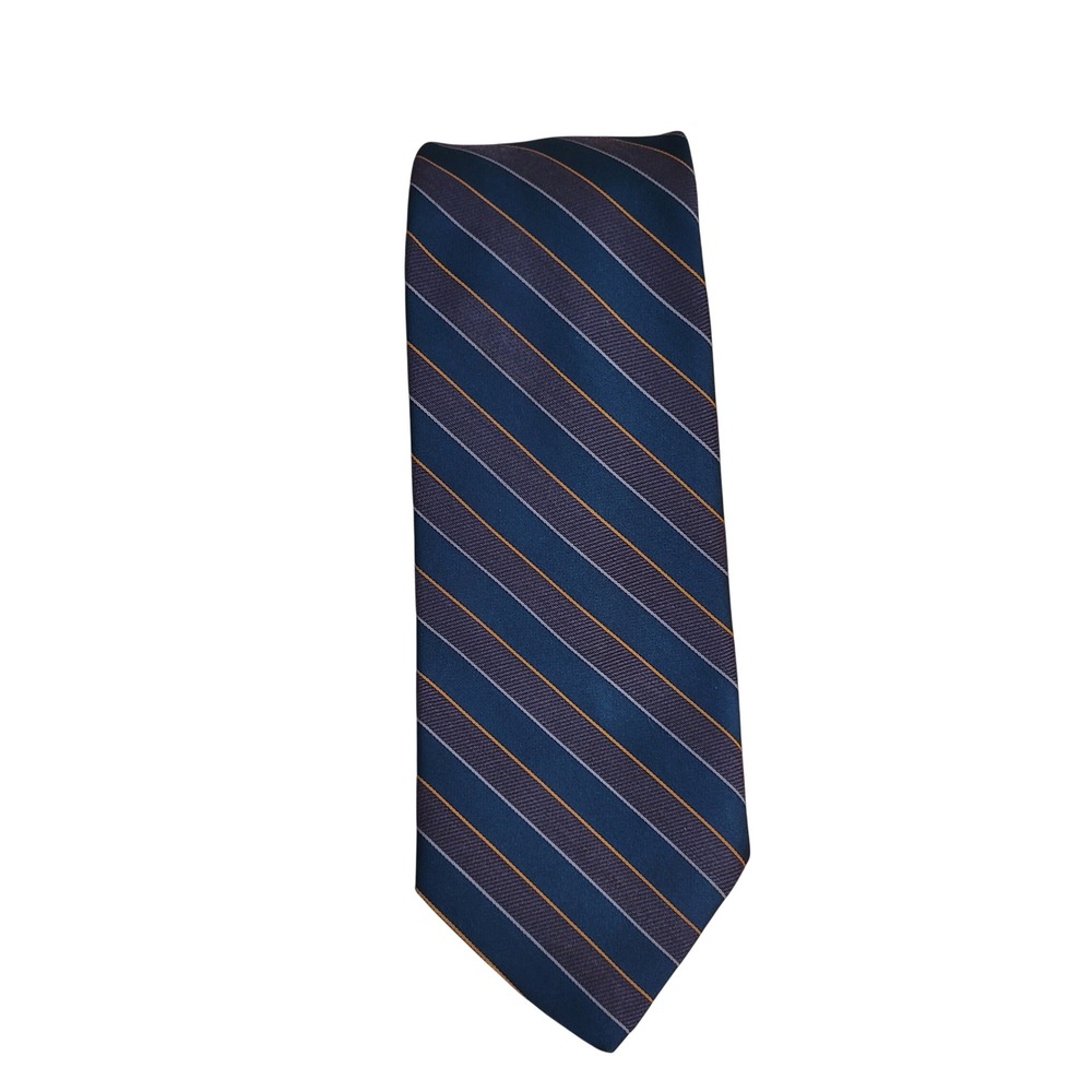 Classic‎ Styling JCPenney Mens Striped Necktie Navy Blue Purple Gold Silk Blend